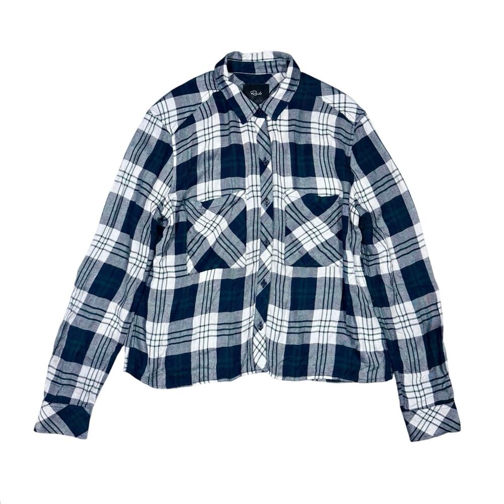 Rails Long Sleeve Collared Button Down Shirt Navy Blue White Forest Size Small